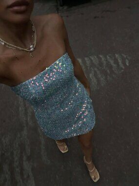 Superdown Claudia Sequin Denim Dress